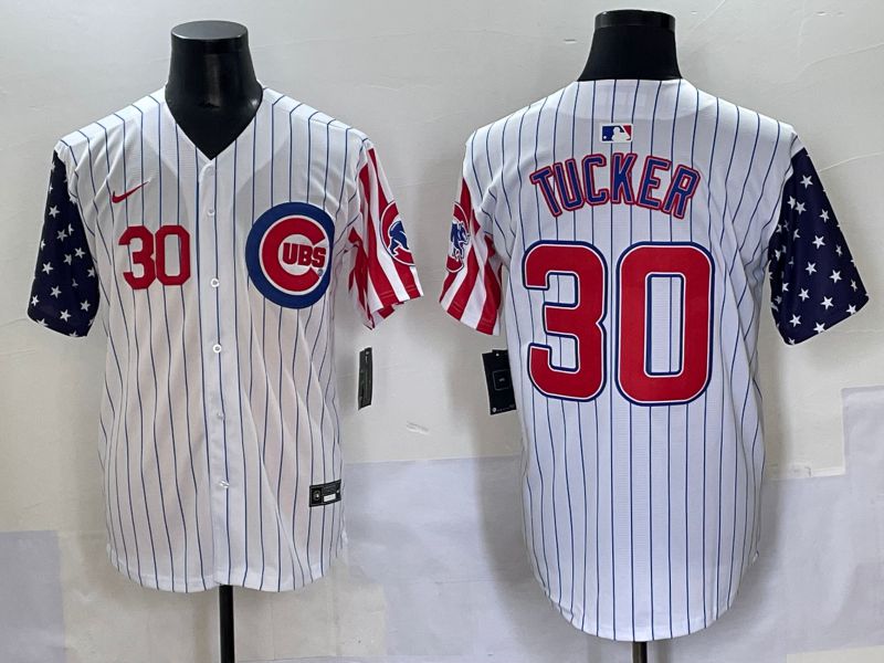 Men 2025 Chicago Cubs #30 Tucker White Stripe a generation of national flags Joint Name Nike MLB Jersey style 4